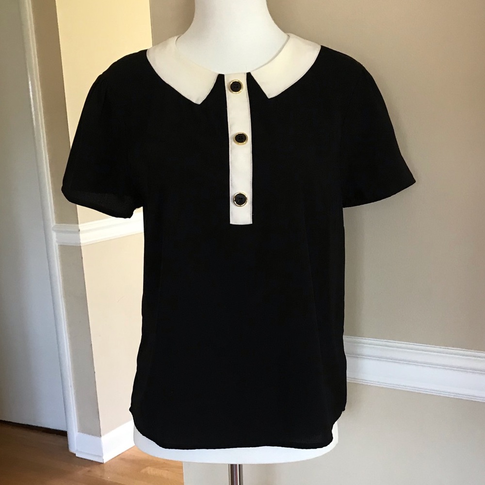 Trompe l’oeil Black and White Collar Shirt